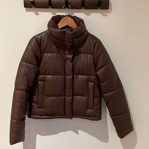 Abercrombie & Fitch Faux Leather Mini Puffer Jacket